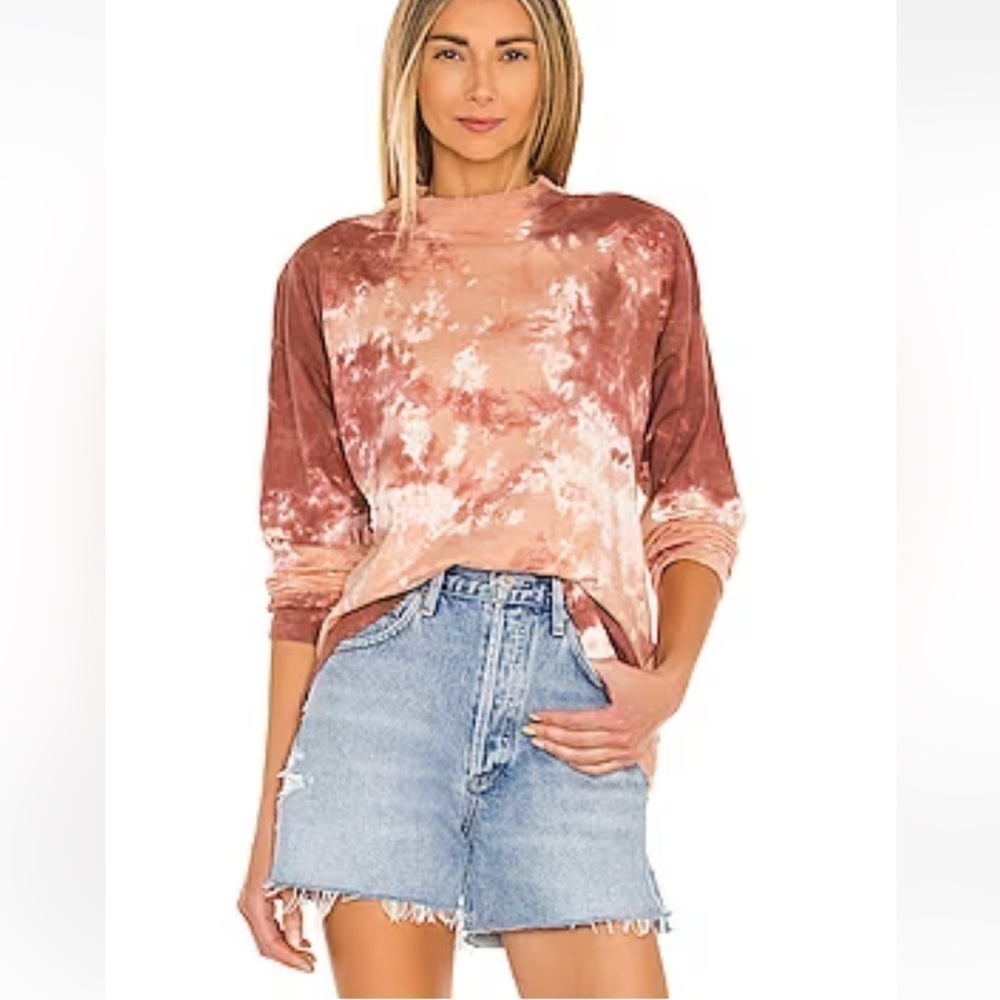 Free People We The Free Rust Long Sleeve Tie Dye Tee Size M Cabernet